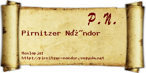 Pirnitzer Nándor névjegykártya